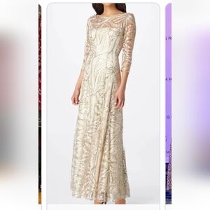 Tahari Silver Long Sleeve Women's Dress